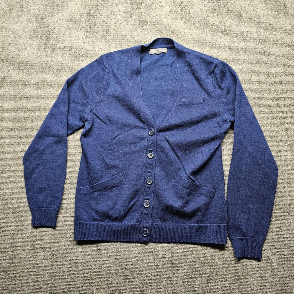 American Airlines Navy Blue Wool Blend V-Neck Cardigan Sweater Mens Medium